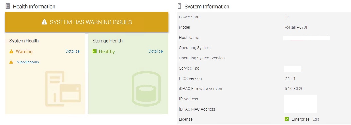 iDRAC Warning alert