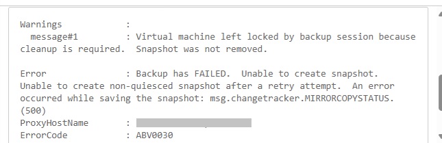 ABV0030 Error message details