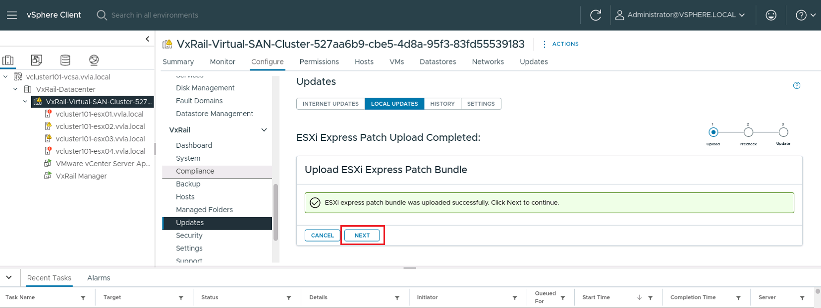 Nahrání balíčku hotovo