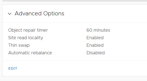 vCenter GUI -> Advance Options
