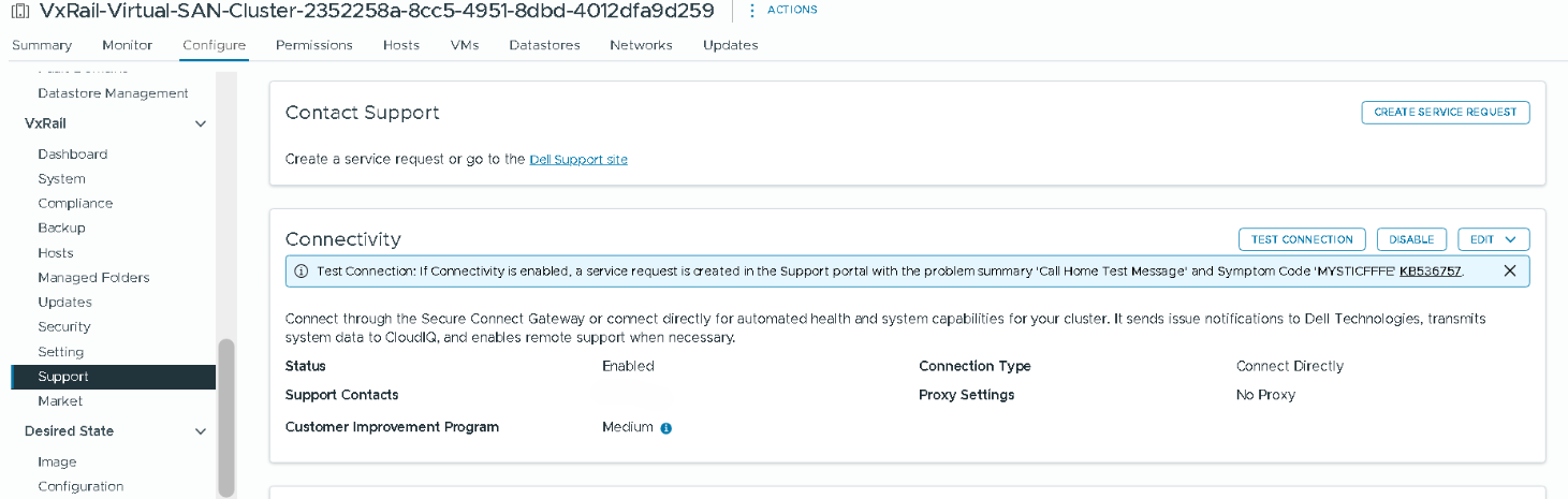 When connection is active, there is a blue message displayed