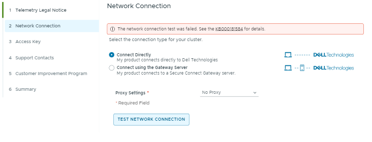 Network connection failed