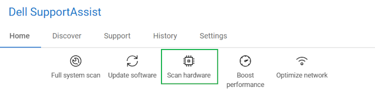 SupportAssist Home Screen Hardware