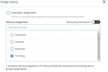 Velge en policy