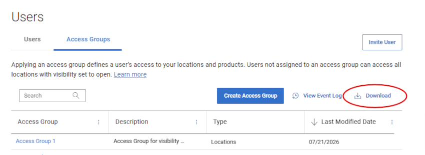 Access Group - Download dei dati del gruppo
