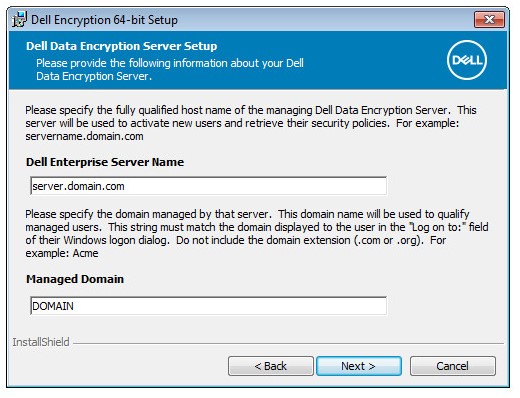 Información de Dell Data Encryption Server