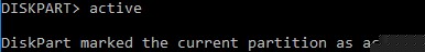 Marking the current partition as active