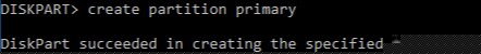 Creating a primary partition