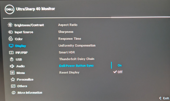 Setting Dell Power Button Sync to On