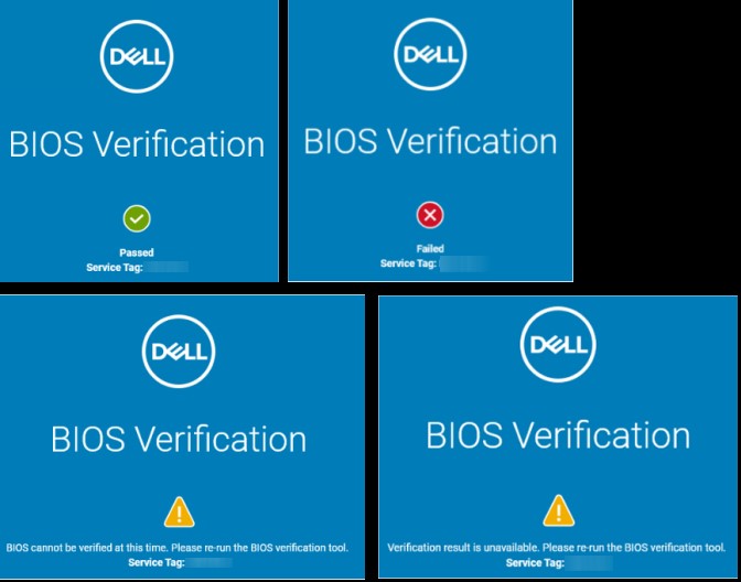 Örnek BIOS doğrulama sonuçları