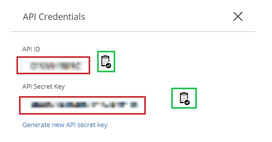 API IDとAPIシークレット キー