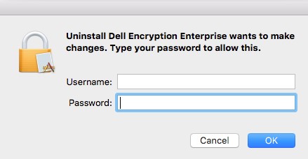 Deinstallationsprogramm fordert zur Eingabe der Administratorzugangsdaten auf
