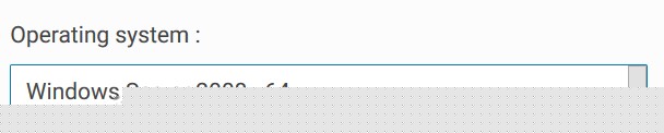Lista desplegable del sistema operativo