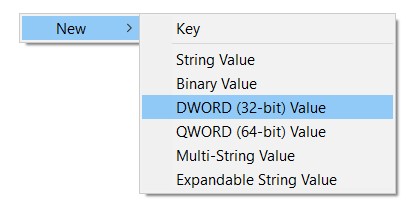 Valore DWORD (32 bit)