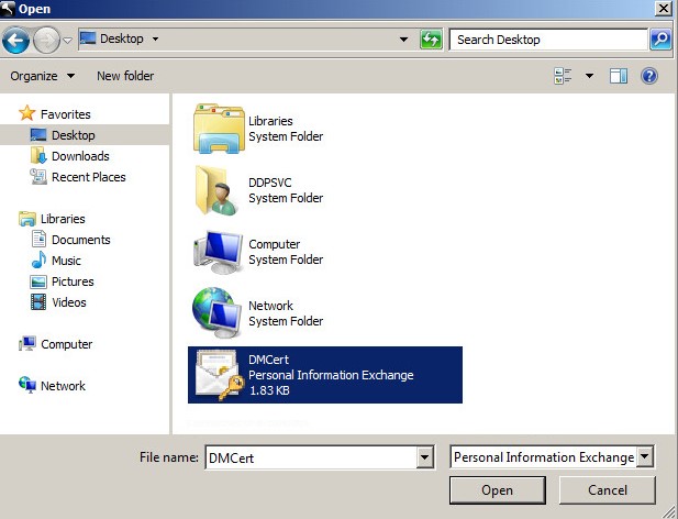 Selecting the certificate