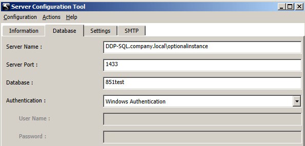 Database tab