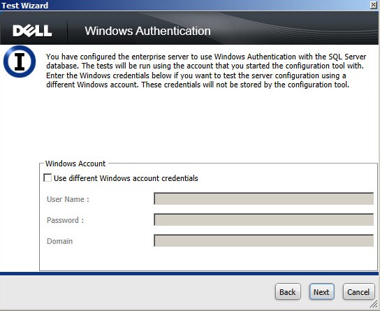 Menu Windows Authentification