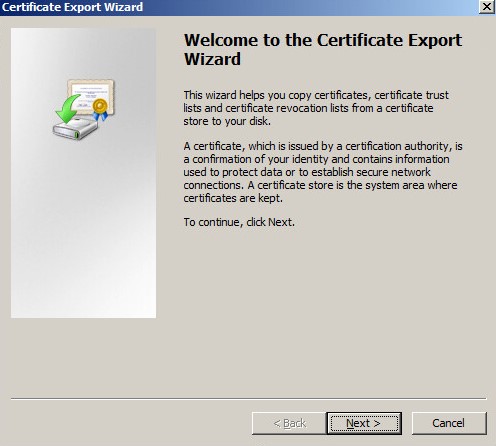 Vítá vás Průvodce exportem certifikátu