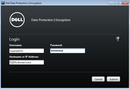 Pålogging for administrasjonskonsollen for Dell Data Protection