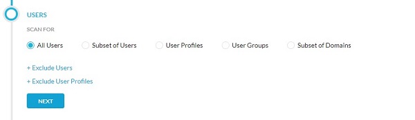 Users menu
