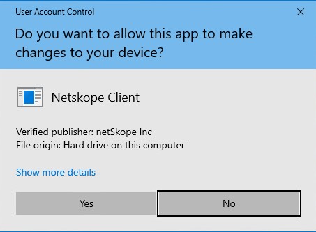 User Account Control prompt