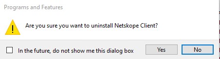 Bekræfter afinstallationen ved at klikke på Ja