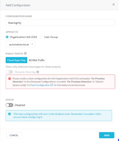 Add configuration menu