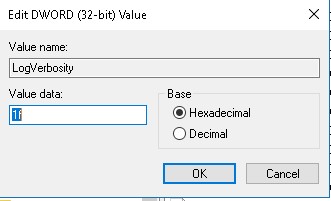 Value data populated with 1f in hexadecimal