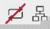 Het pictogram voor de serververbinding heeft een rode streep.
