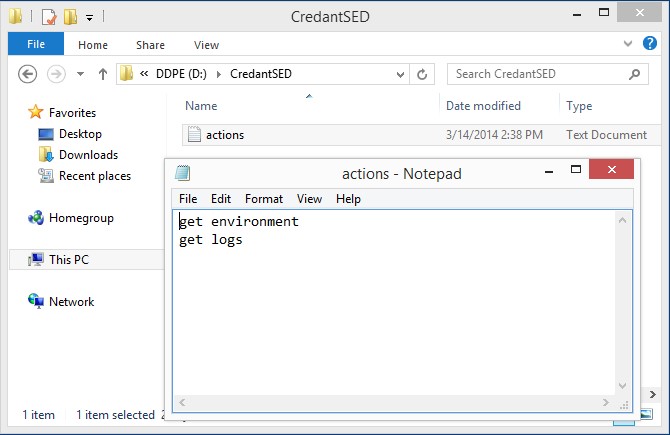 Escribir los comandos en actions.txt