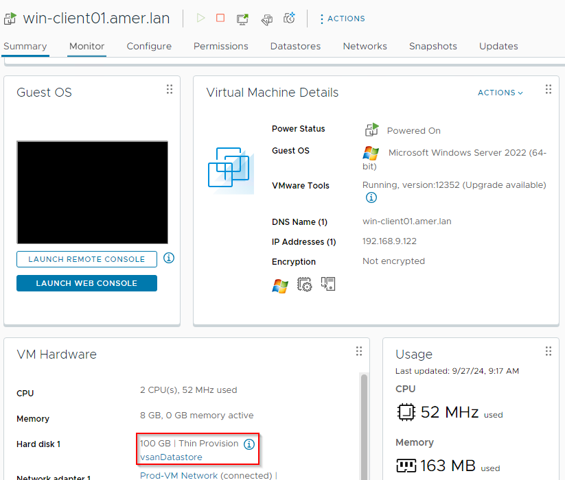 Les sauvegardes de machines virtuelles affichent toujours la taille provisionnée complète de la machine virtuelle dans VMware