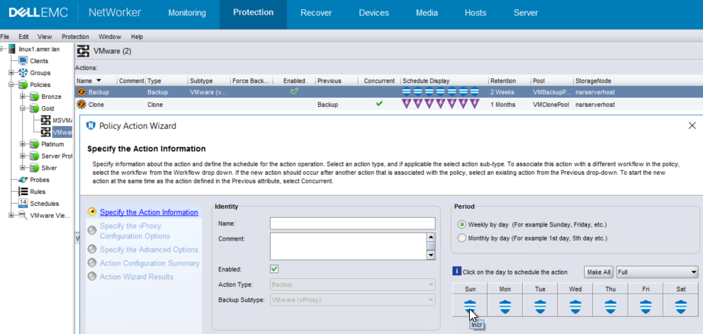 已在備份動作中設定備份層級
