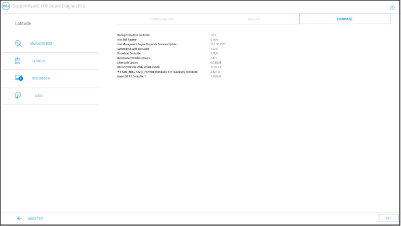 Onglet Firmware