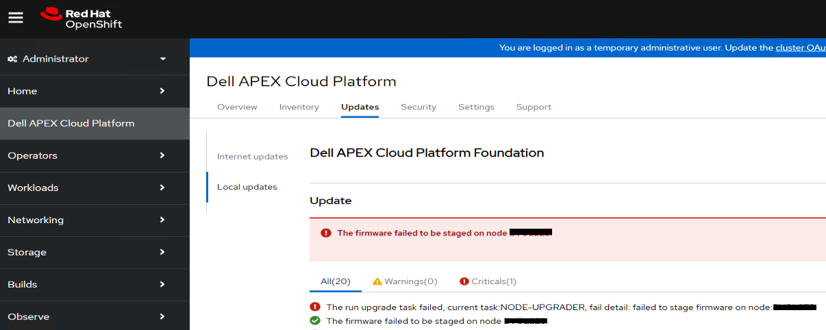 Error de actualización