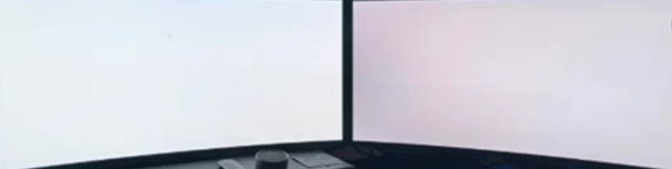 Example of uneven color shifting or green tint at a 45 degree viewing angle