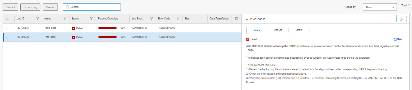 PowerProtect Data Manager UI error