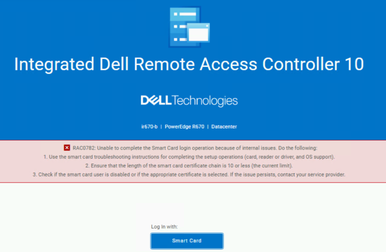 AD SmartCard authentication error RAC0782