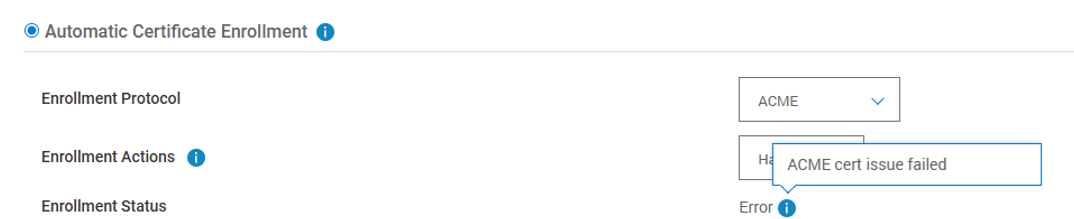Automatic Certificate Enrollment Wizard error.