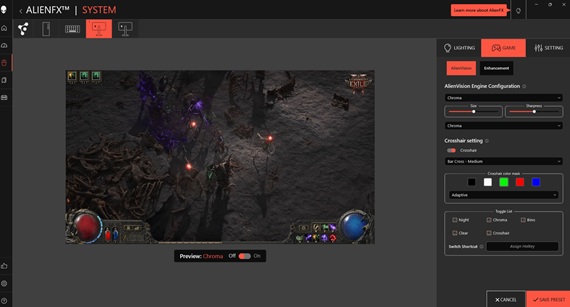 Alienware Command Center'da özel nişangah yapılandırma