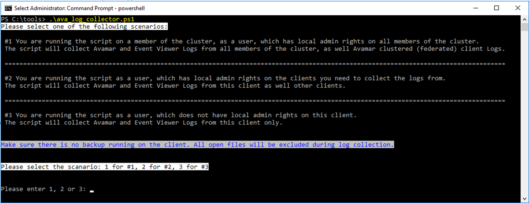 ava log collector script output