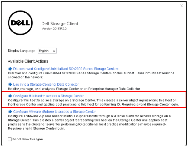 Dell Storage Client Available Client Actions