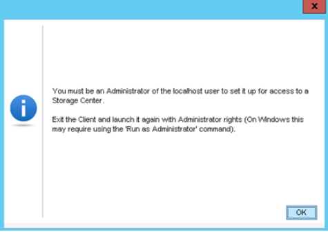 You must be an Administrator message
