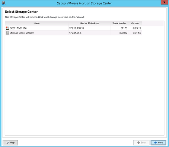 Select Storage Center