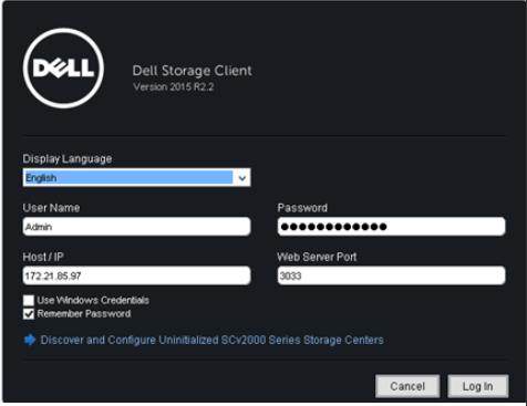 Storage Center Log In