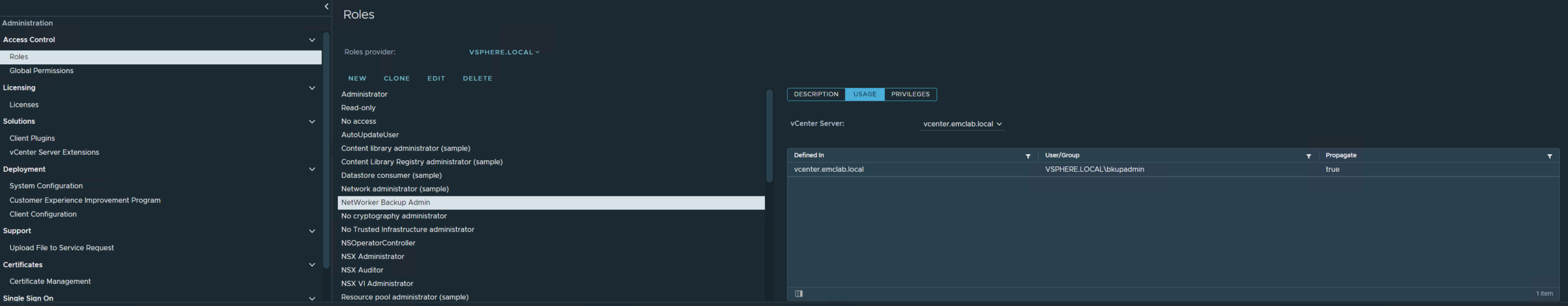 Administration > Access Control > Roles > användarkonto med Propagate set to True