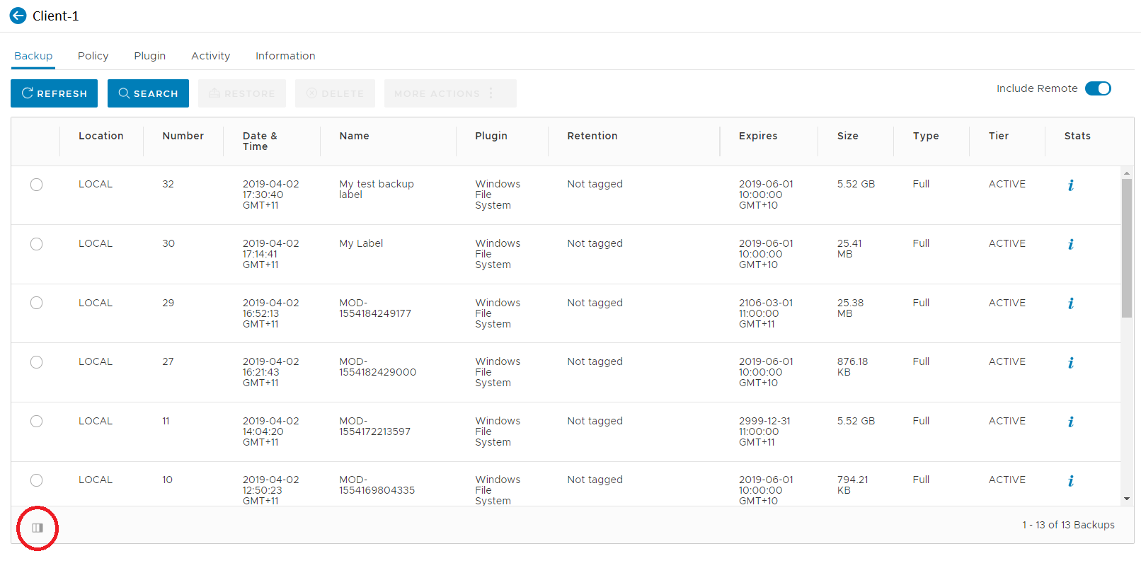 Avamar: AUI does not show the backup label name by default | Dell India