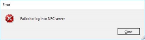 Näyttökuva NFC-virheestä