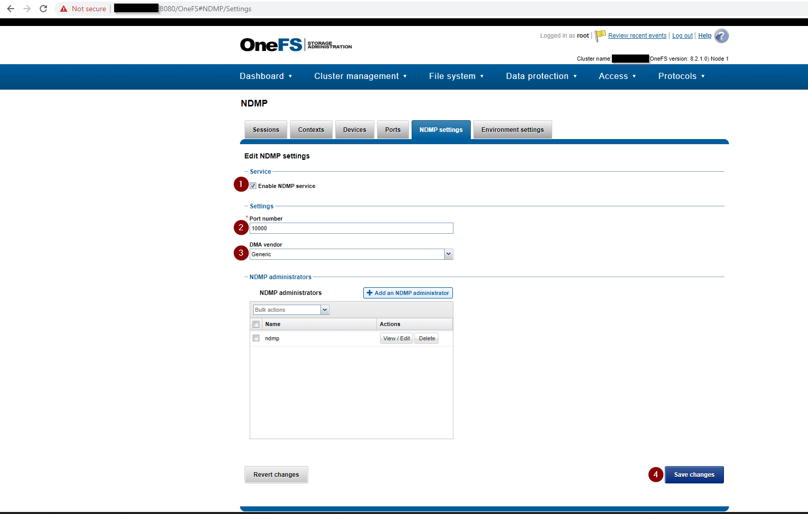 OneFS_NDMP_COMPLETE_SETTINGS_SAVE