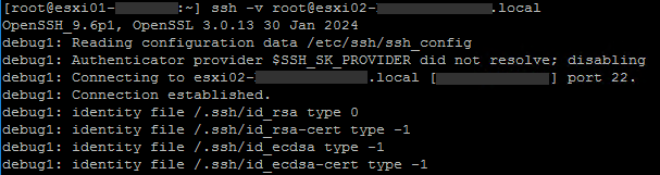 Beispiel für die Ausgabe von ssh -v