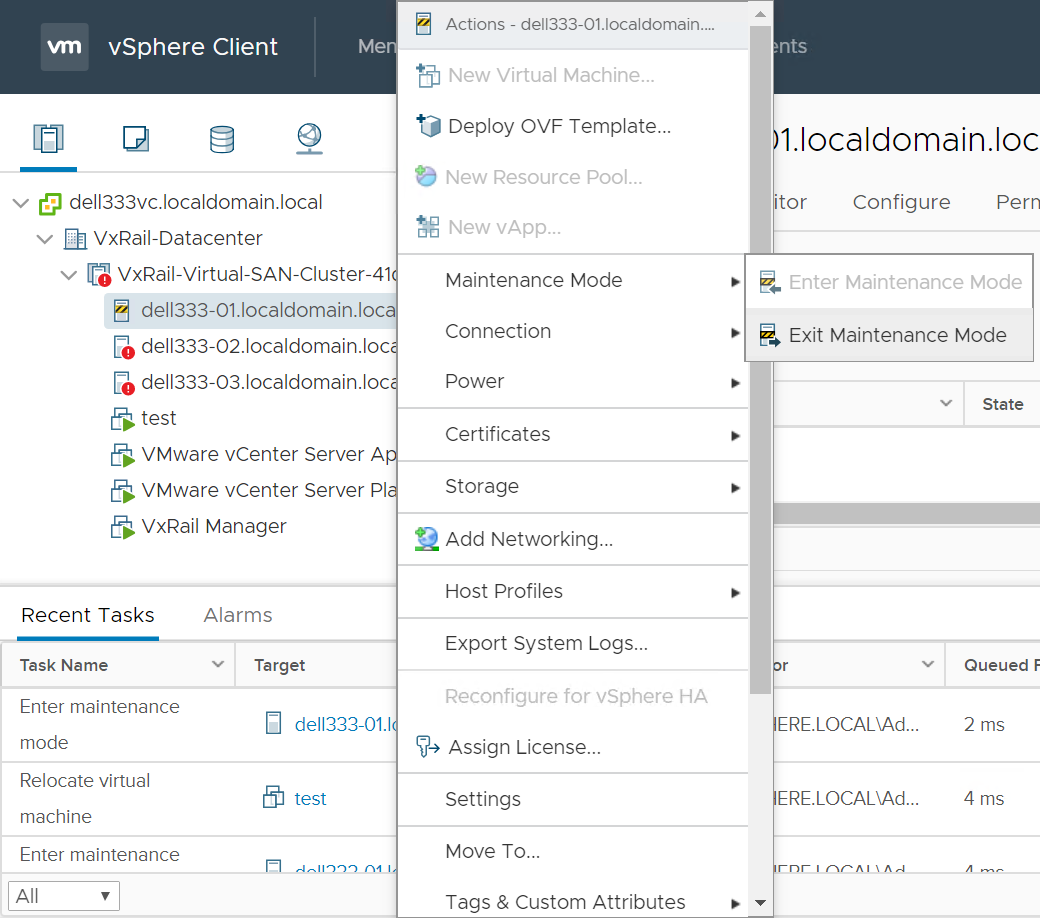 Odebrání hostitele z režimu údržby
